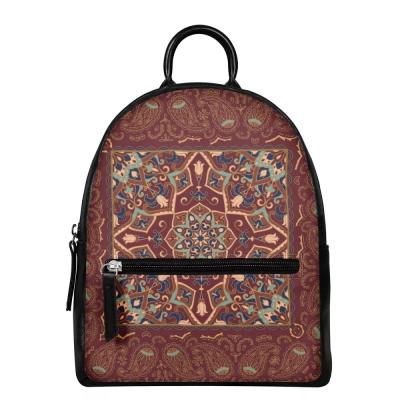 China Waterproof Bandana Printing Fashionable PU Ladies Shoulder Bag Mini Backpack For Woman And for sale