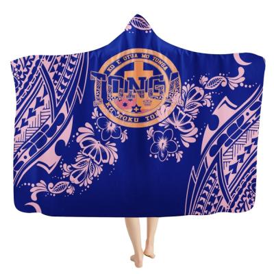 China Polynesian Tonga Flag Style Winter Home TV Hooded Coat Sofa School Home Travel Cosplay Anti-Static Purple Covering Cape For Adults for sale