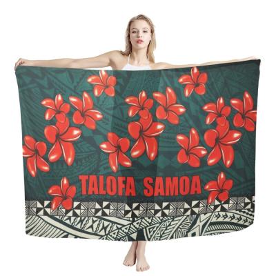 China Tribal Flower Print Hibiscus Scarf Towel Beach Sarongs Polyester Fiber Samoa Flower Custom Wholesale Feeling Soft Soft Feeling Kingdom for sale