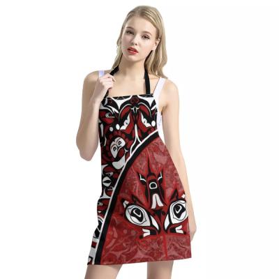 China Fashionable Updated Haida Maple Leaf Style Tattoo of Canada Wholesale High Quality Custom Made Unisex Apron with Pockets and Waterproof for sale