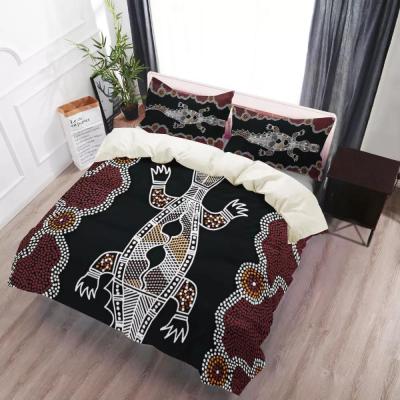 China Viable Good Quality Native Australia Painting OEM Logo Casual Comforter Bedding Custom Art Crocodile Bedding Set Cotton for sale