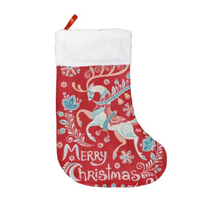 China Christmas Day Decoratiom Christmas Stocking Oversized Knitted Wholesale Elks Print Sublimation Christmas Stocking Luxury Custom Stocking Christmas for sale