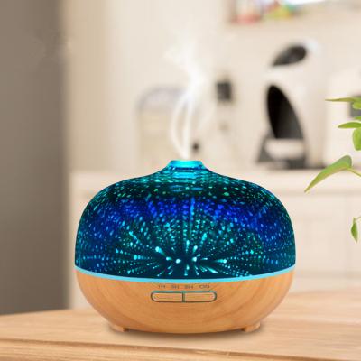 China Car Light Aroma Diffuser Humidifier 3D Glass Ultrasonic Aroma Difusor for sale