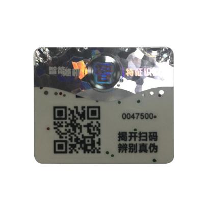 China Two-layer anti-counterfeit material, two color metal particles QR security label, customized manufacturer's trademark sticker for sale