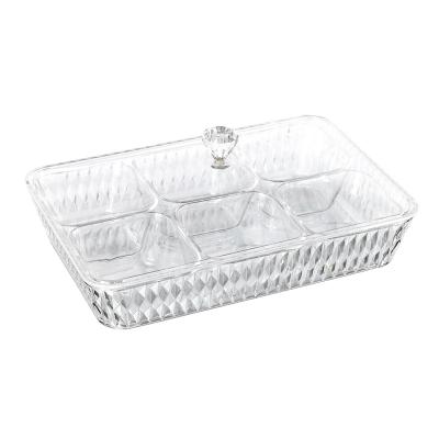 China Hotel home restaurant decorative fruit dish lattice with cover European acrylic transparent living room dried snack storage box for sale