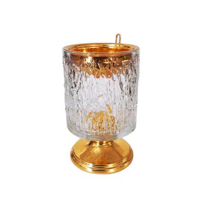 China Durable Glass Candy Jar /Gold Plated Glass Sugar Bowl& Christmas Xmas Eid Halloween Decorative Gift for sale