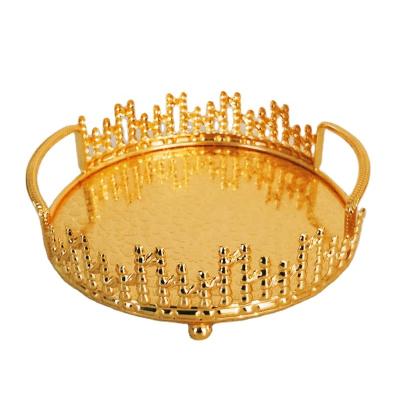 China dry fruit tray metal gold plated cake dish dry fruit tray for wedding NSL00058S-G for sale