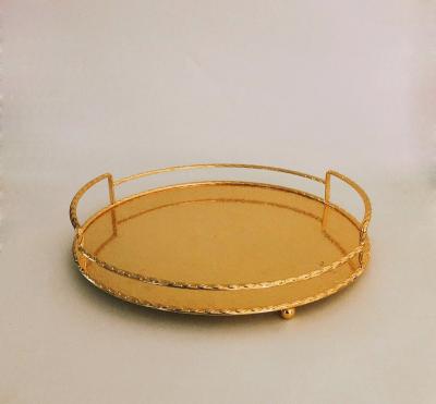 China supplier super gold serving for happy party Tray Metal Gold Plated Trays NSL00059L-G for sale