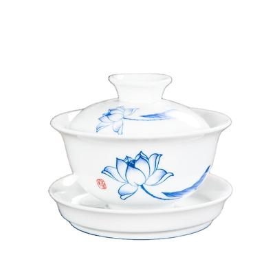 China Hot Selling 125ml Chinese Viable San Cao Easy-Brewing Wan Tea Cup With Wan Lid And Saucer Cha for sale