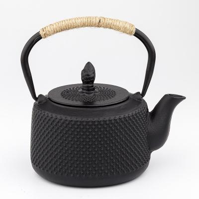 China Durable Cast Iron Teapot Black Color Hot Selling Kettle With Stainless Steel Strainer Healthy Tea Set for sale