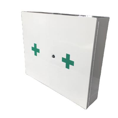 China Hot Sale Wall Mounted Steel First Aid Cabinet Kit Box Two Doors for sale