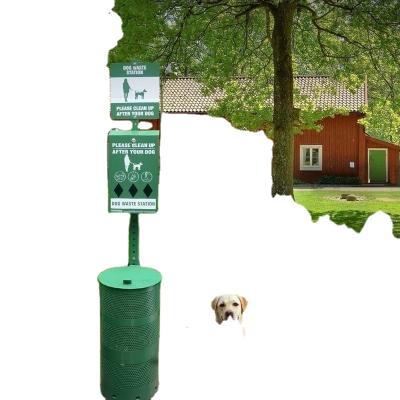 China Sustainable Aluminum Dog Pet Waste Station Trash Cans With Bracket With Green Paint for sale