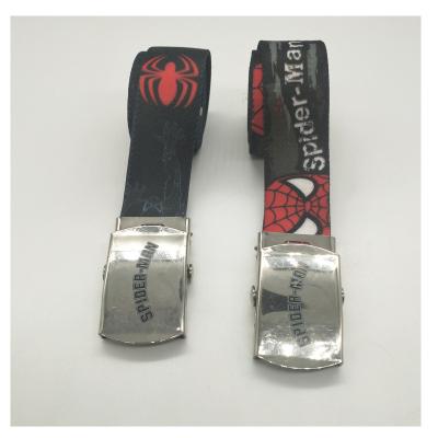 China Cheapest Fashional webbing tie kids design polyester belt cartoon spiderman high elastic painted belt customized for sale