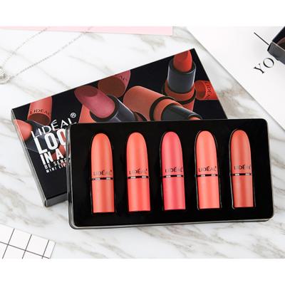 China Wholesale High Quality Waterproof Bullet Material Red Matte Lipstick Private Label 5 Colors Moisturizing Mini Matte Lipstick Packaging for sale