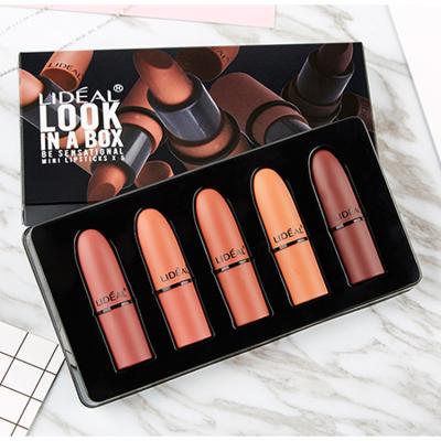 China Five Colors Five Pcs Mini Suit Private Label Moisturizing Waterproof Matte Durable Bullet Best Selling Lipstick Set Red Matte Lipstick for sale