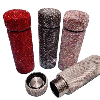 China PORTABLE Outdoor Portable Mini Pocket Diamond Rhinestone Stainless Steel Water Bottle Gift Custom Coffee Mug for sale