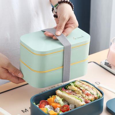 China High Quality Meterial Nordic Japanese Korean Plastic Student Children Adult Microwave Bento Box CIA Lunch Box School Double for sale