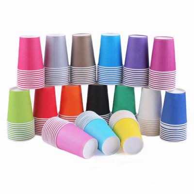 China Factory Wholesale Custom 9oz Handmade Colored Paper Cups Kindgarden Kids Coffee Disposable Handmade Milk Juice Drink Cups for sale