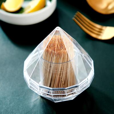 China Diamond Shape Transparent Plastic Household Viable Creative Hotels Toothpick Holder Toothpick Tube Dustproof Tube for sale