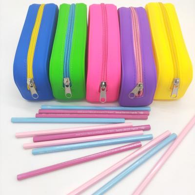 China Durable Colorful Student Pencil Case Silicone Pencil Bag School Pencil Case for sale