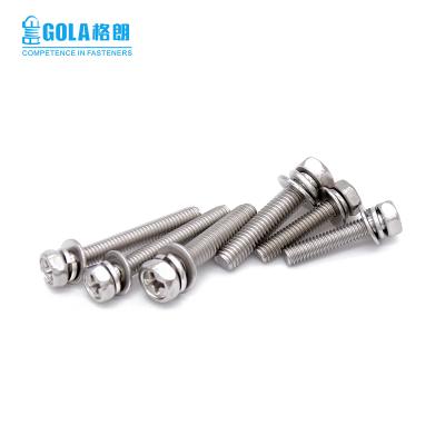 China HEX M3 M4 M5 M6 M8 M10 Stainless Steel Cross Recessed Hex Head Machine Screws With Captive Washers for sale