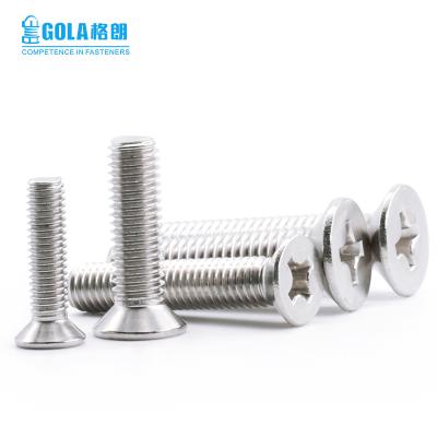 China 316 Stainless Steel Cross Recessed M4 Stainless Steel Screw Countersunk Head Screws Machine Screws for sale