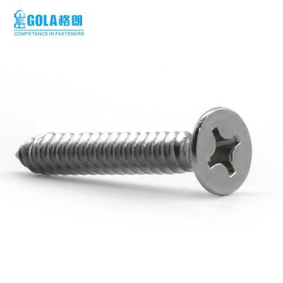 China St 3.5 Stainless Steel 3.9 4.2 4.8 5.5 6.3 8 304 Flat Cross Recessed Flat Head Screws Tapping Screws for sale