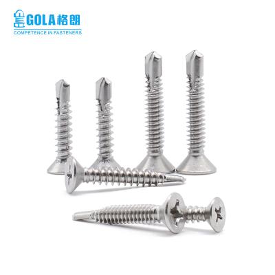 China SS316 Self-Drilling Flat Screws Stainless Steel Self Drilling Flat Head Screw for sale