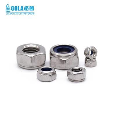 China SS304 Nylon Lock Nut 304 Stainless Steel Hex Hex Lock Nut M4 M5 M6 M8 M10 M12 M14 M16 M20 Nylon Nut DIN985 for sale