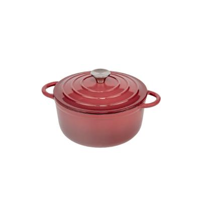 China Sustainable Enamel Pot Round Cast Iron Casserole Dish Enamel Cast Iron Casserole Pan with Two Handles for Home Cooking for sale