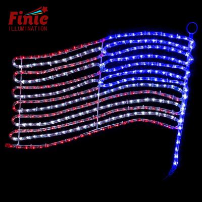 China Best Use FINIC Metal Frame IP65 Holiday Rope Light Resort Commercial Park Led 2D Element Light USA Pattern for sale