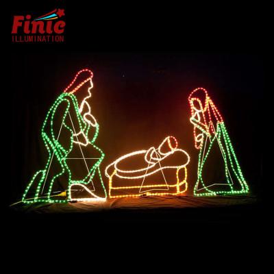 China FINIC 2d Christmas Energy Saving Led Metal Frame Rope Light Garden Holiday Pattern Outdoor Decorative Lights for sale