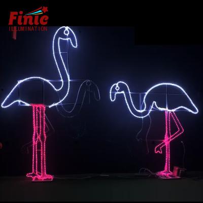 China Newest Commercial Use FINIC Dynamic IP65 Rope Light All Square 2D Outdoor Park Festival Mall Flamingos Pattern Light Led for sale