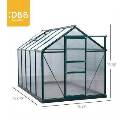 China Aluminum Frame 8x8 Strong Vintage Garden Polycarbonate Tomato Greenhouse Easily Assembled Growing Greenhouse for sale