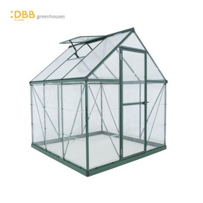 China Easily Assembled Rust Resistant Aluminum Frame Polycarbonate 6x6 Mini Plant Greenhouse for sale