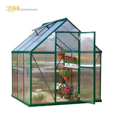 China 6x6 Rust Resistant Aluminum Cheap Greenhouse Large Frame Easily Assembled Greenhouse Winter Resistant Aluminum Greenhouse for sale