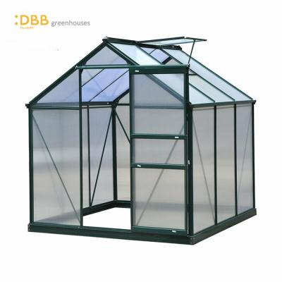 China Small Aluminum Commercial Green Houses Polycarbonate Garden Best Easily Assembled Green Frame 6x6 House for sale