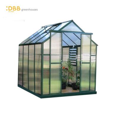 China Easily Assembled Freestanding Design 8x8 PVC Coated Aluminum Frame Vintage Garden Polycarbonate Greenhouse for sale