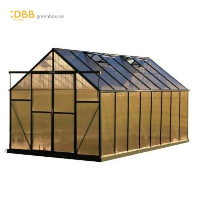 China Easily Assembled Outdoor Aluminum Metal Anti-Drip Vegetable Growing PC Garden Greenhouse 8x16ft For Sale for sale