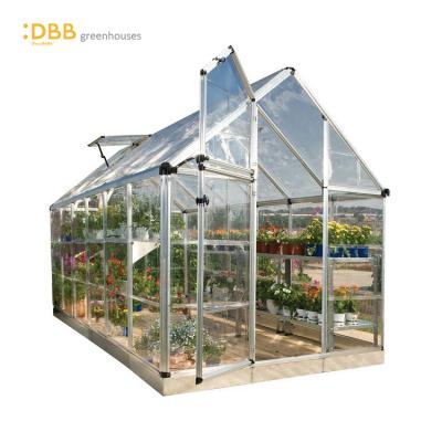 China 6x12 Greenhouse Glastic Film Polyethylene Aquaponic Greenhouse Rain Gutter Easily Assembled Greenhouse for sale