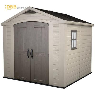 China Hot Selling Easily Assembled Thrown 4 Duct Outdoor Double Swing Door Garden Tool Storage Plastic Garden Shed for sale