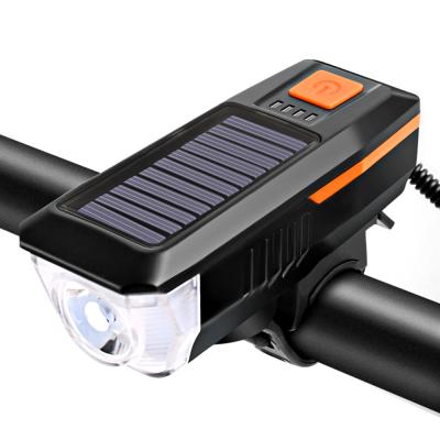 China ABS RTS Multi Function USB Rechargeable Solar Bike Light With Horn Speaker Power Bank Bicycle Light for sale