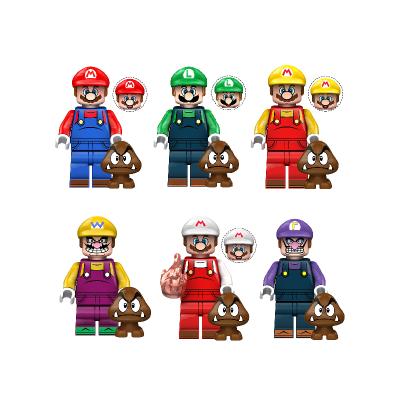 China 6PCS Mario Figure Building Block Plumber Building Toy Stage Sprinkles Game Character Children Blocks for sale