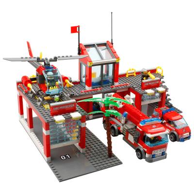 China Toy Kaizi City Fire Building Station Building Blocks Compatible Firefighter Man Truck Brick Model Toys for sale