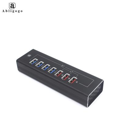 China Top Provider 7 Ports USB / Desktop Type C Powered Hub 3.0 And 3 Port Smart Charger 2.4A With 2 Conversion Cable For Computer And Mac for sale