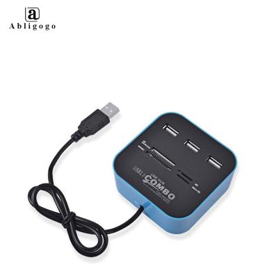 China Colorful Combo Desktop Top Supplier USB 2.0 Reader Hub Adapter USB Splitter for Laptop PC Computer for sale