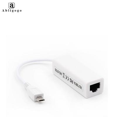 China Top Supplier LAPTOP Micro USB 2.0 Male To RJ45 Ethernet LAN Network Card Adapter For Android Tablet Laptop Female Window 10/100Mbps for sale