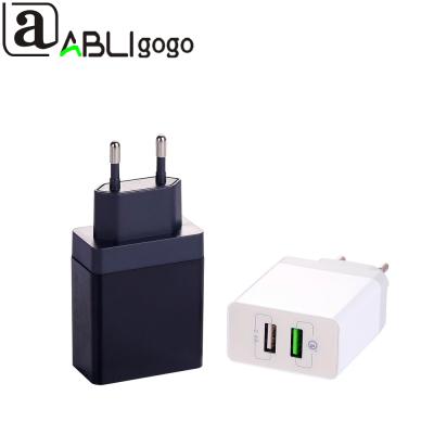 China 2 Upper Left Wall Charger High Quality QC 3.0 Spplier USB Phone USB Phone Charger 5V/3A Travel Wall Dual USB Charging For iPhone X 8 for sale