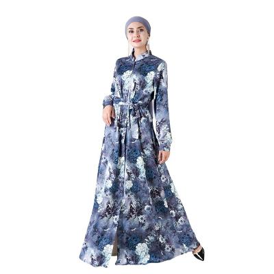 China Modest Muslimah Styling Abaya Dubai Islamic Clothing Digital Printing Long Sleeve Dress Women Muslim Dress for sale