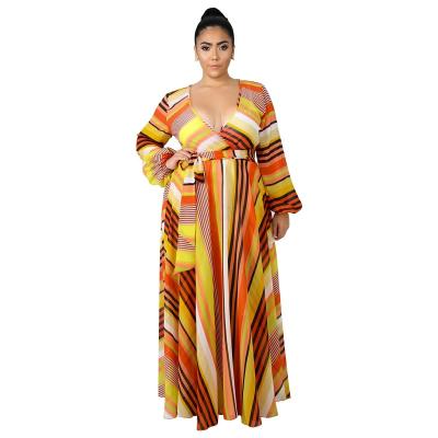 China Autumn Bohemian Fashion Sexy Deep V-Neck Women Long Sleeve Long Sleeve Front Split Loose Print Dress for sale